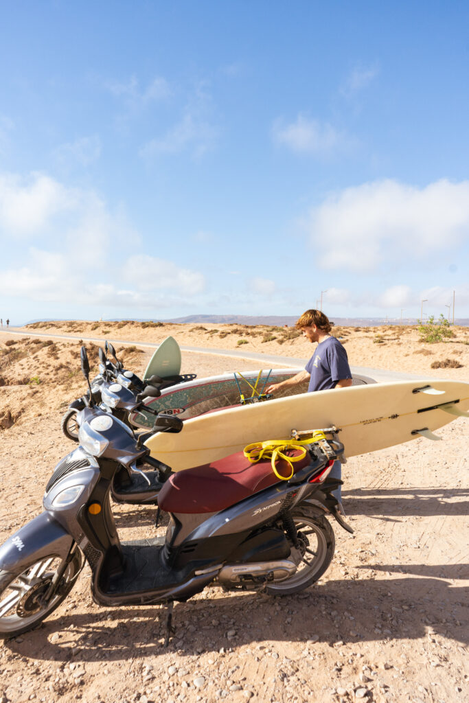 Scooter parked near the beach in Tamraght